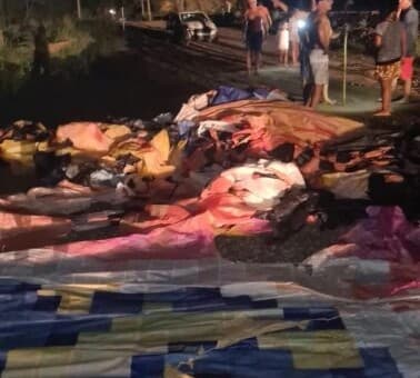 Novas imagens mostram balão com fogos de artifício sobrevoando Cachoeiro; artefato teria causado incêndio
