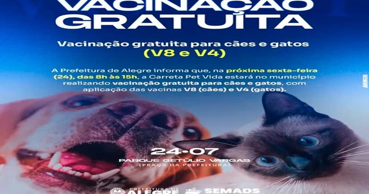 Alegre Oferece Vacinação Gratuita para Cães e Gatos