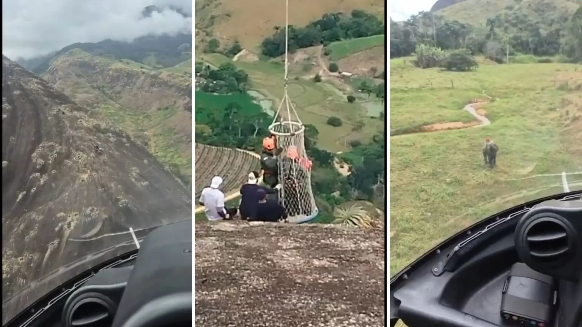 Idoso é resgatado de helicóptero em trilha após mal súbito