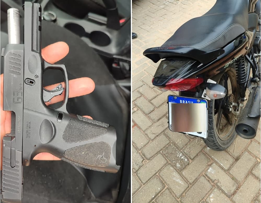Criminoso em Fuga: Moto Roubada e Arma Ilegal em Flagrante