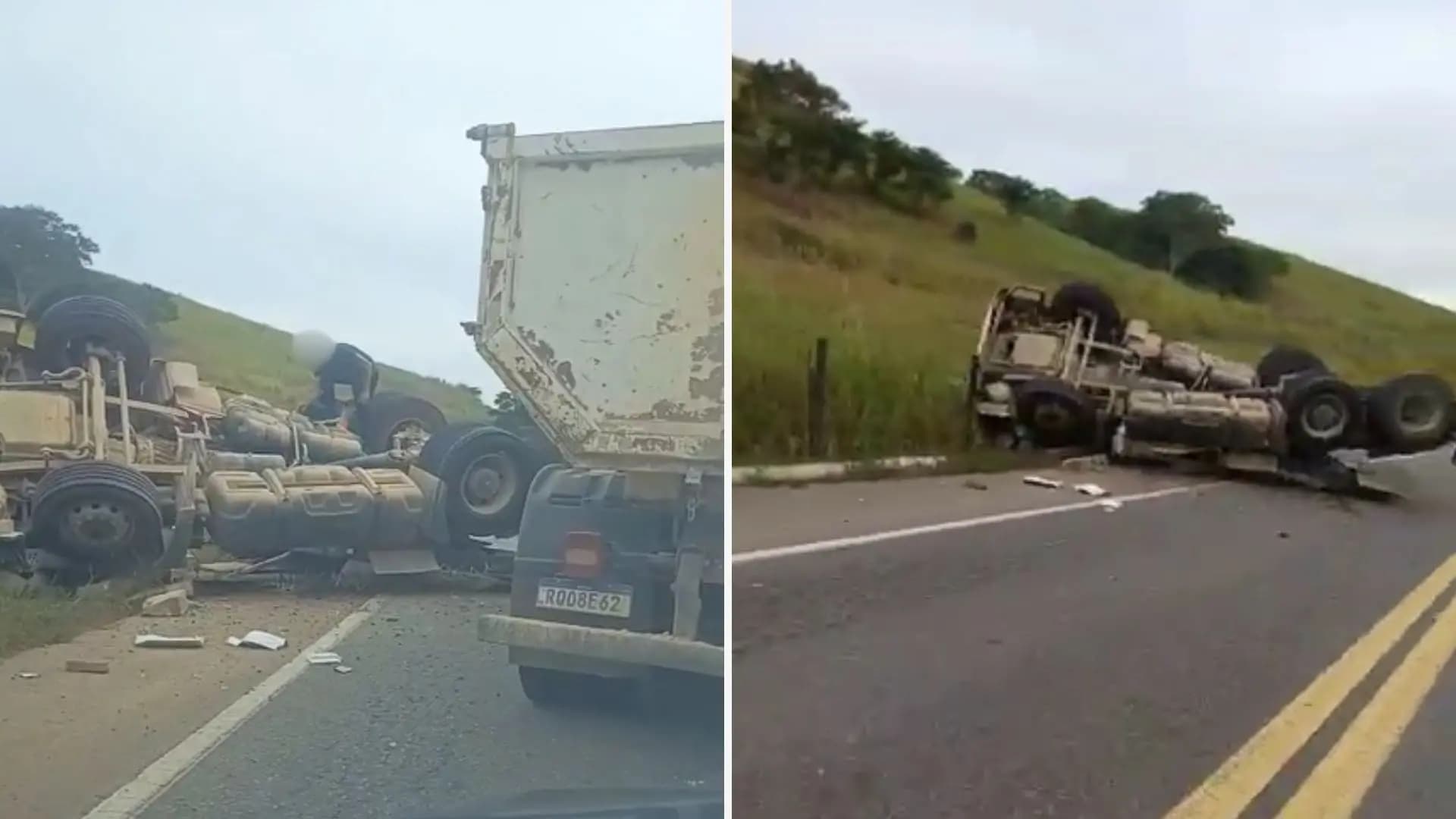 Carreta de Pedras Despenca em Rodovia Capixaba