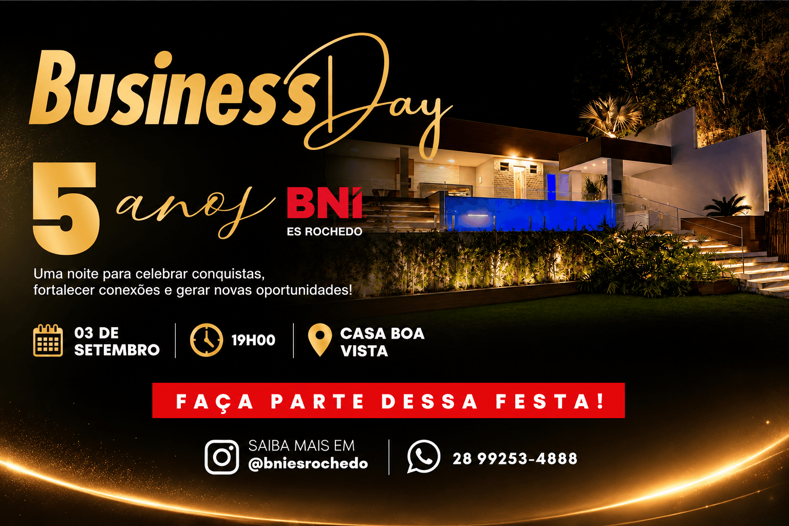 Business Day: Evento reunirá mais de 100 empresários em comemoração aos 5 anos da BNI em Cachoeiro