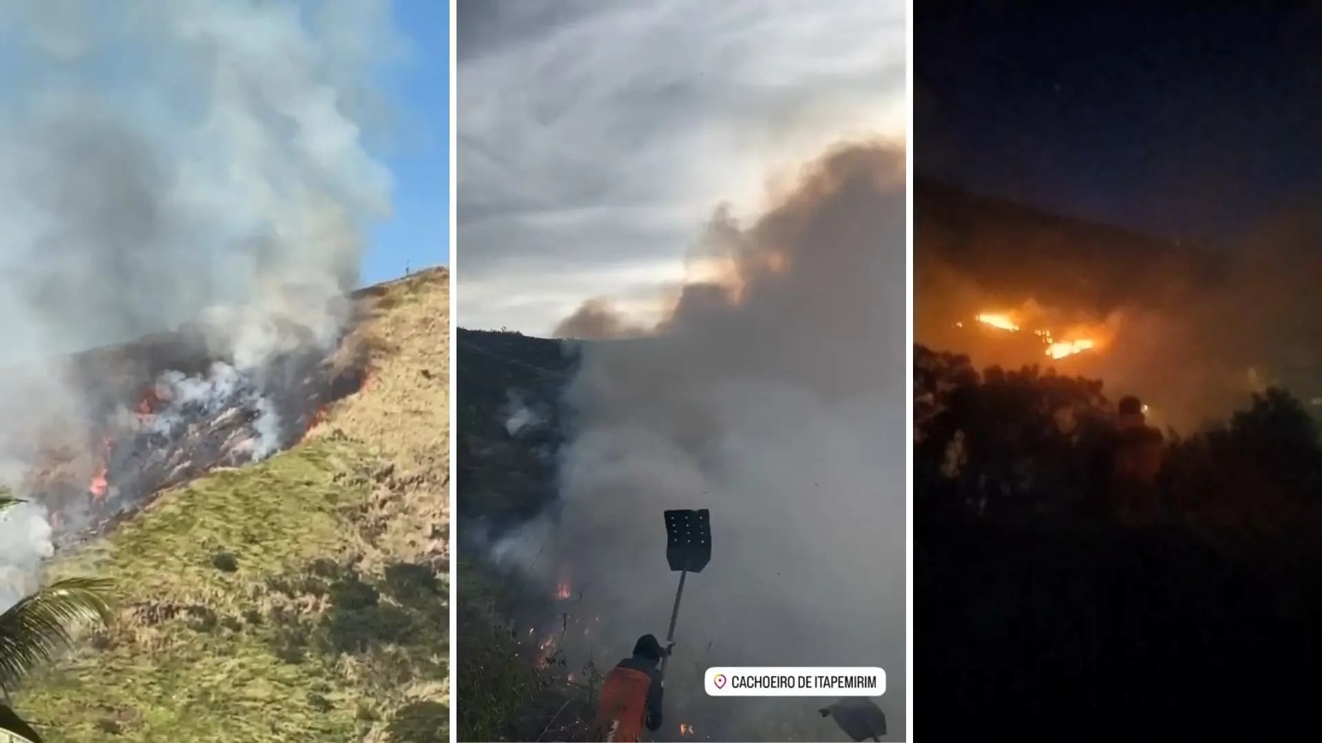 Incêndio de Grandes Proporções Consome Morro em Cachoeiro de Itapemirim