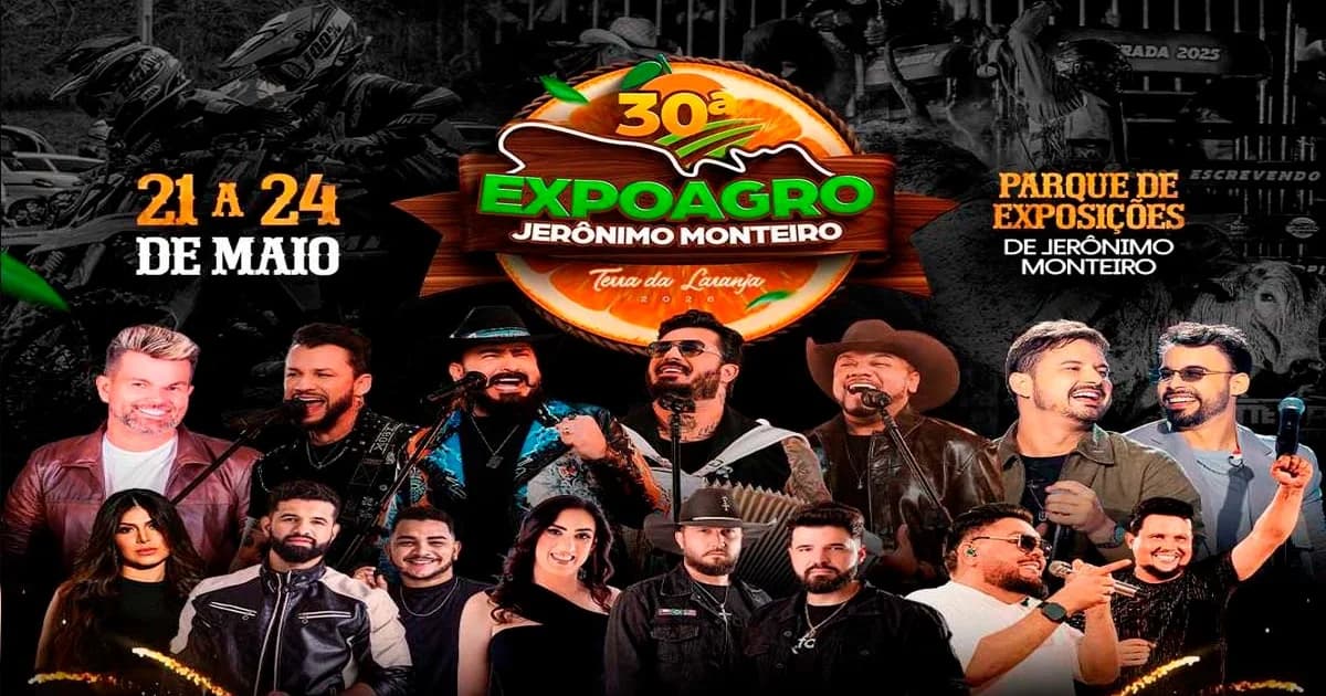 Expoagro 2026 começa em Jerônimo Monteiro com shows nacionais, rodeio e tradição agropecuária